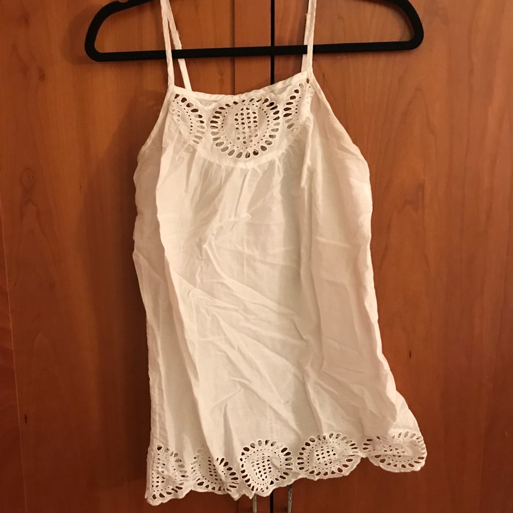 White eyelet tank